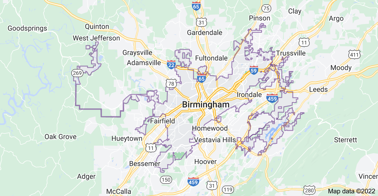 Map of Birmingham, AL