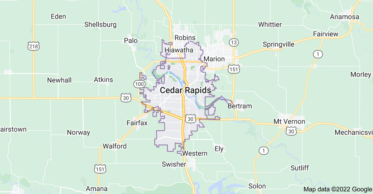 Map of Cedar Rapids, IA