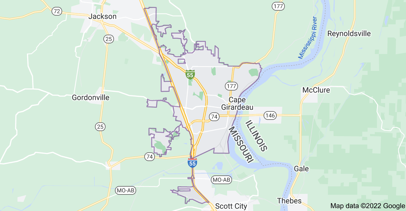 Map of Cape Girardeau, MO