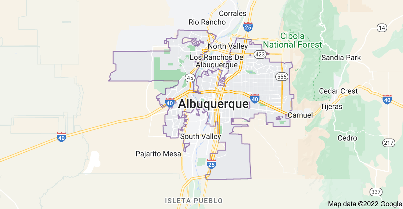 Map of Albuquerque, NM
