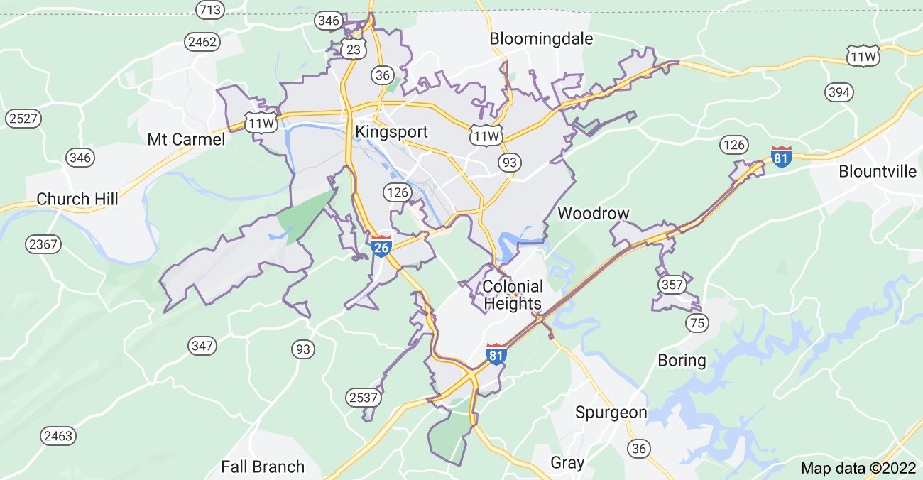 Map of Kingsport, TN
