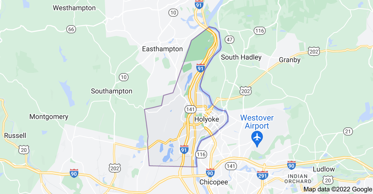 Map of Holyoke, MA
