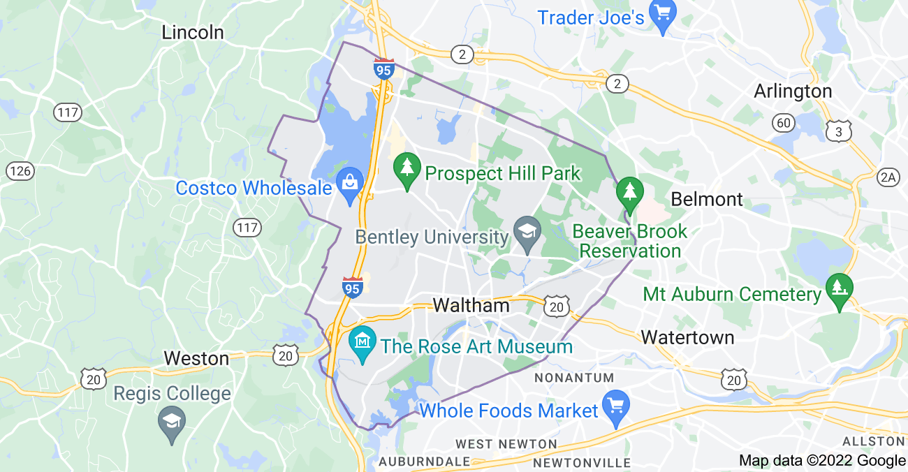 Map of Waltham, MA