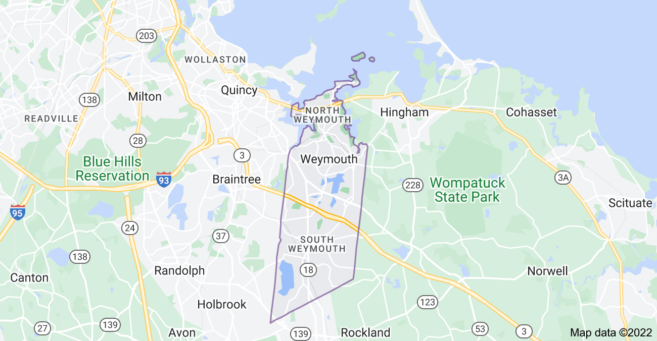 Map of Weymouth Town, MA