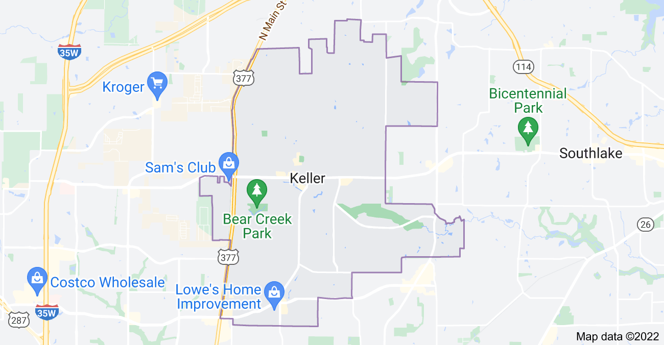 Map of Keller, TX
