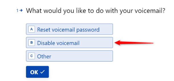 Typeform to disable voicemail