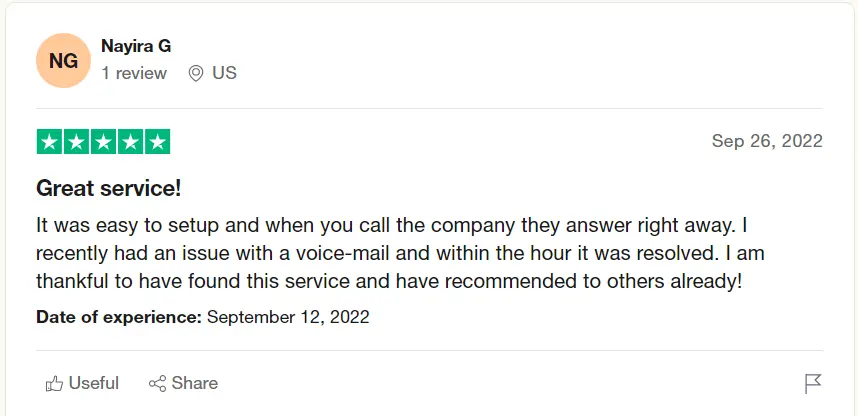 Image of 5-star review for Community Phone customer support