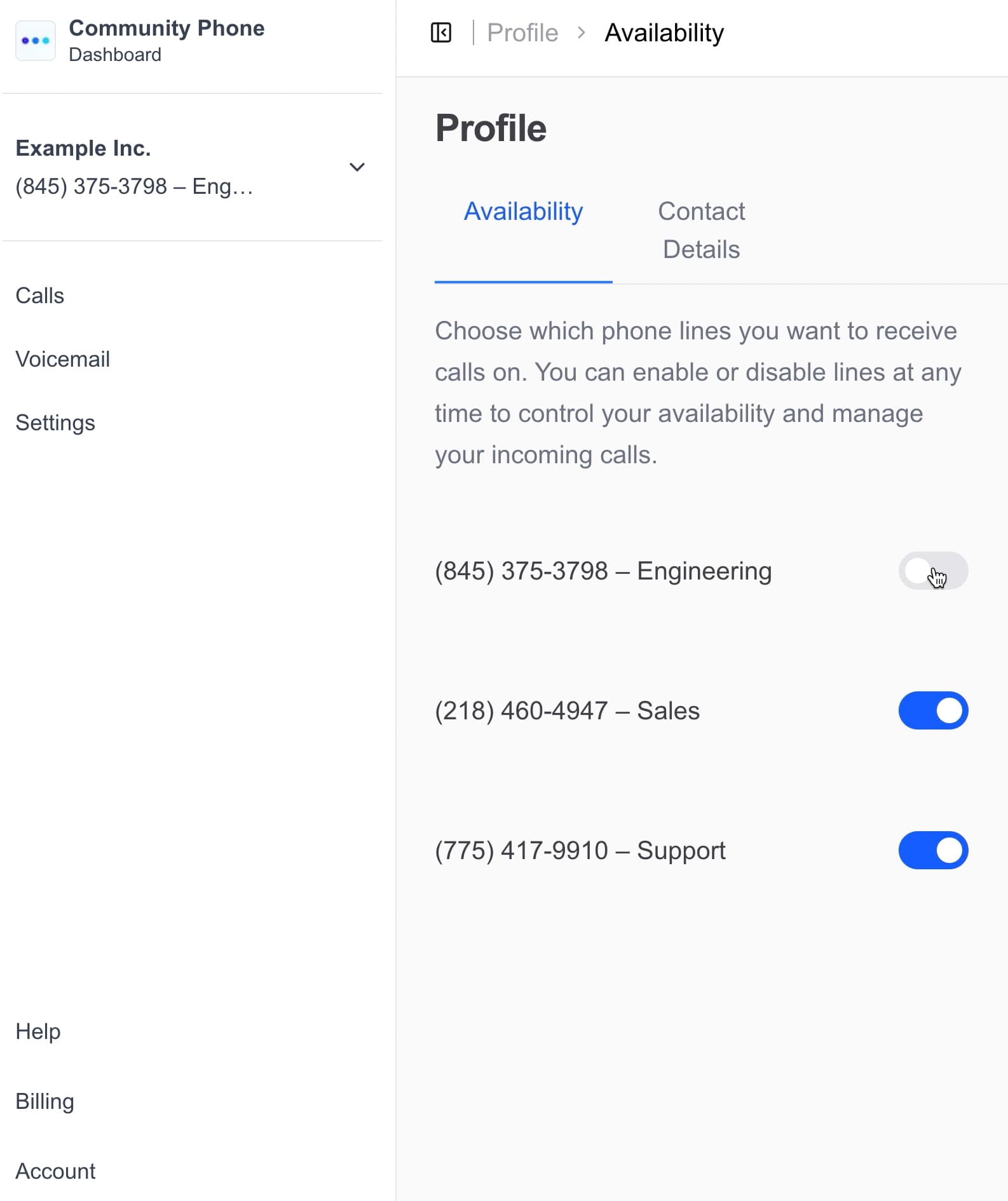 Multiline availability on desktop