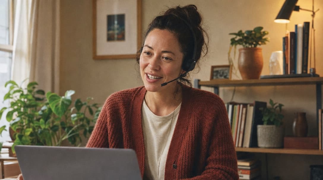 Community Phone support specialist taking a call with a headset