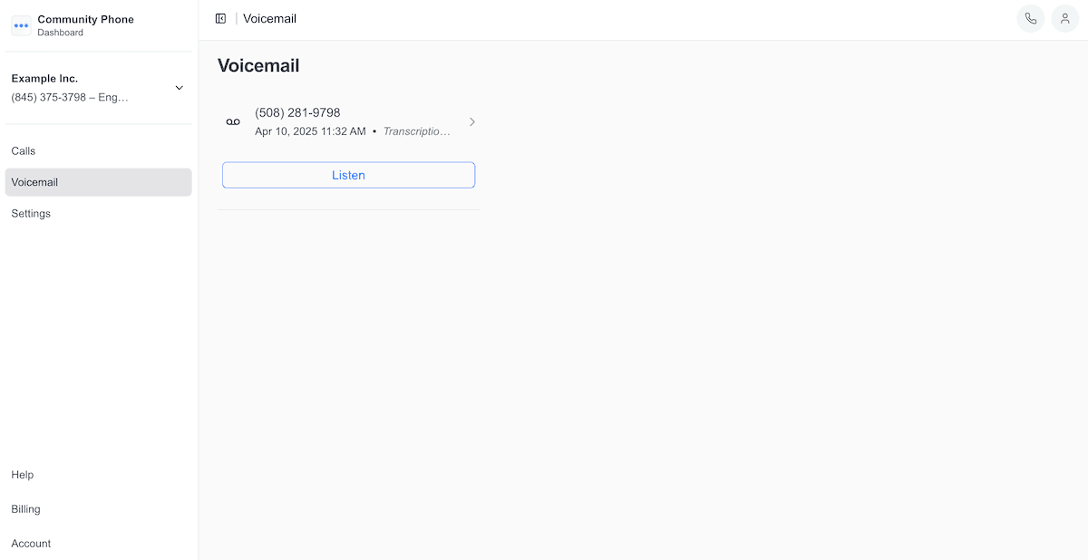 Voicemail on desktop