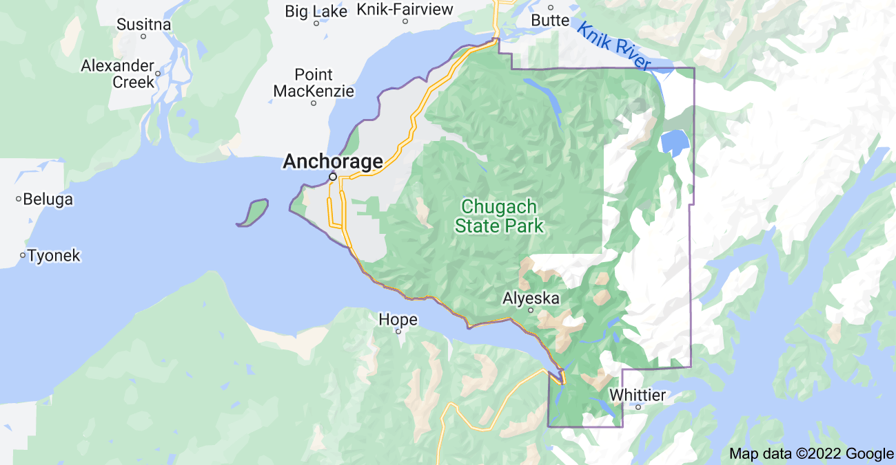 Map of Anchorage, AK