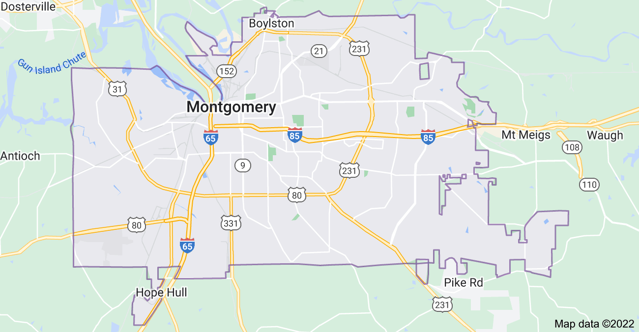 Map of Montgomery, AL