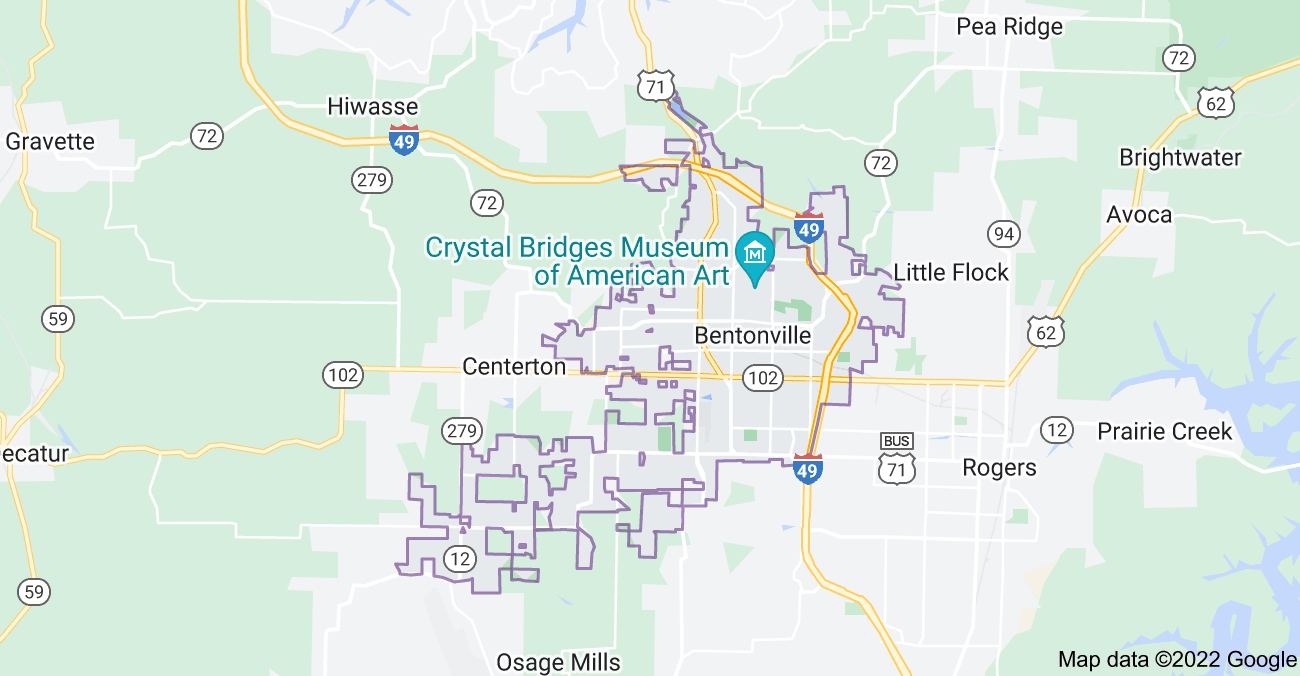 Map of Bentonville, AR