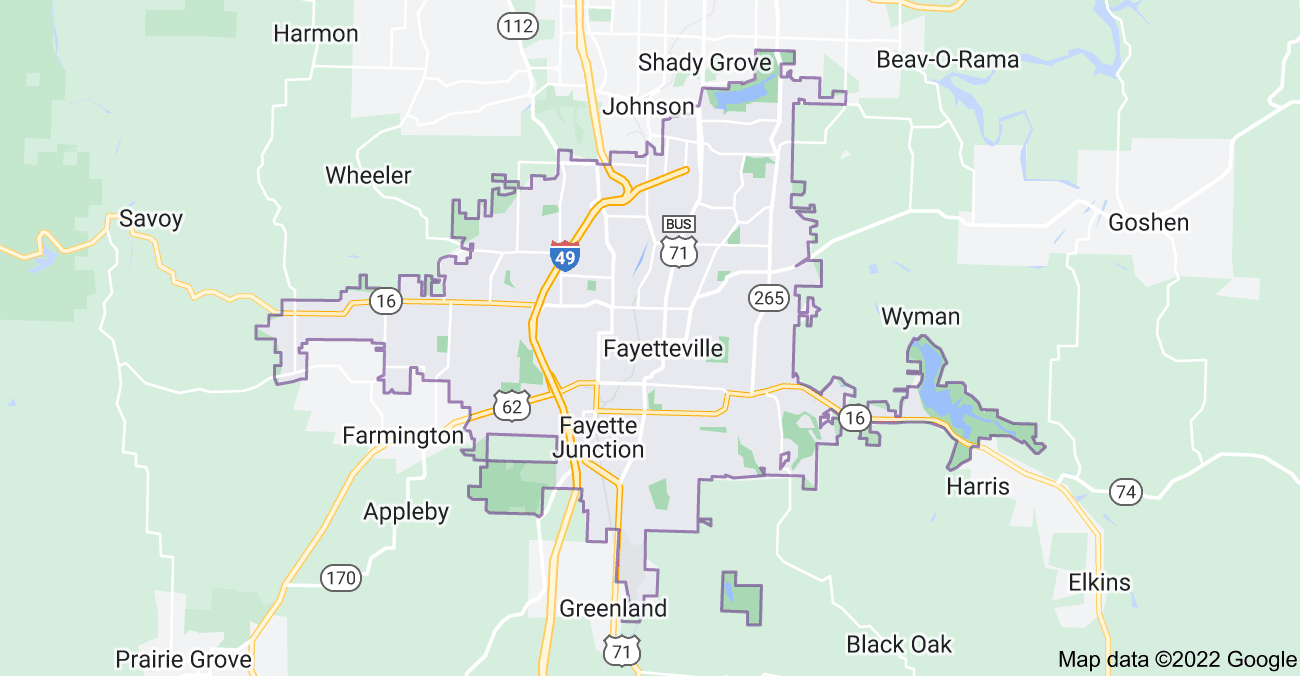 Map of Fayetteville, AR