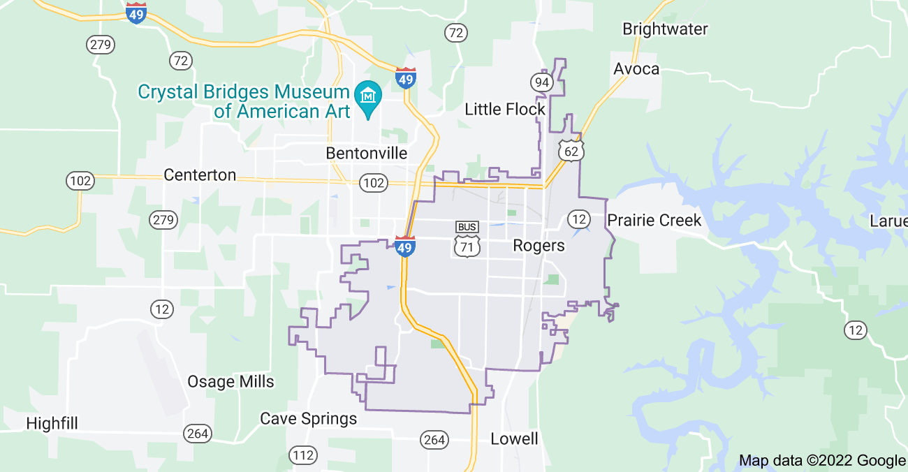 Map of Rogers, AR