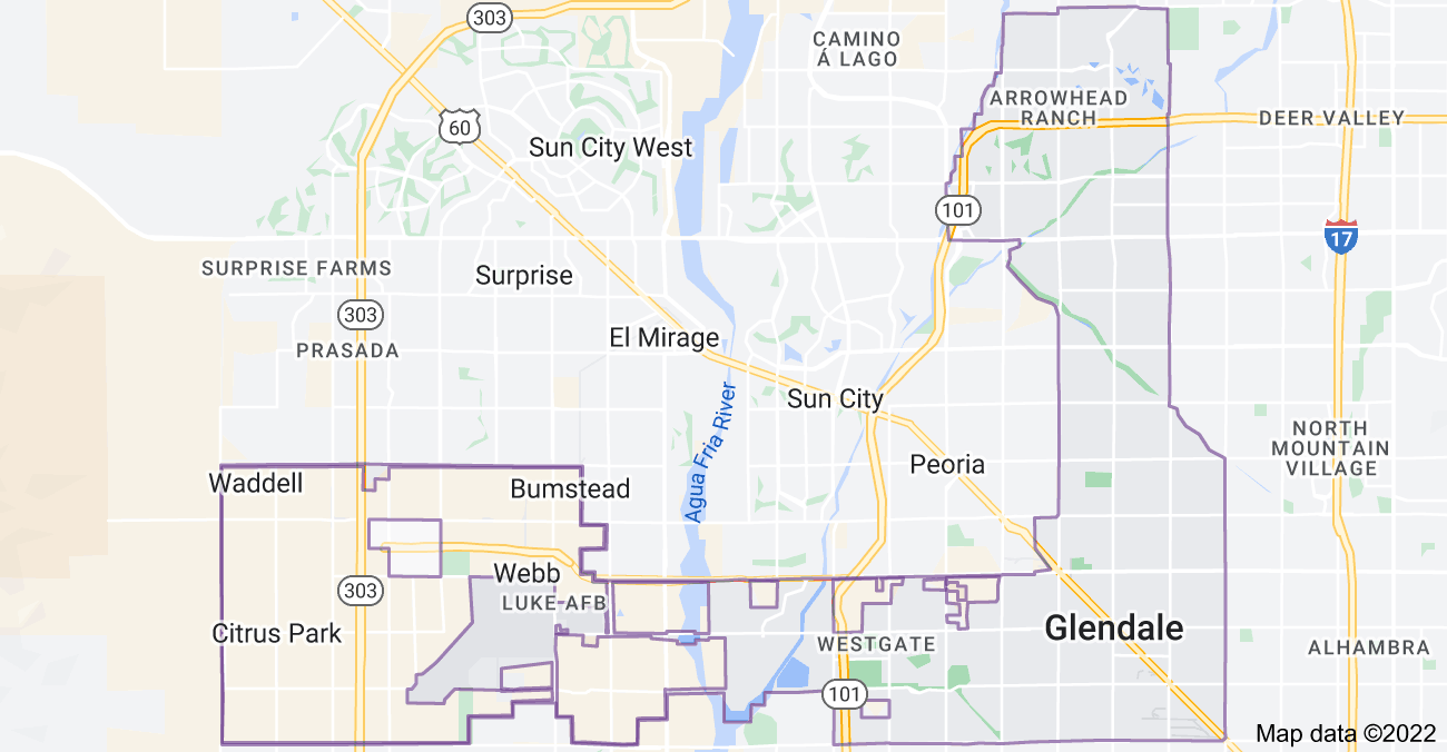 Map of Glendale, AZ