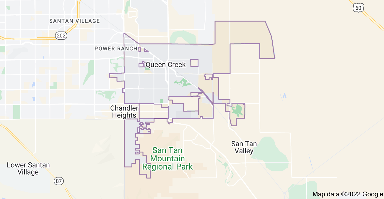 Map of Queen Creek, AZ