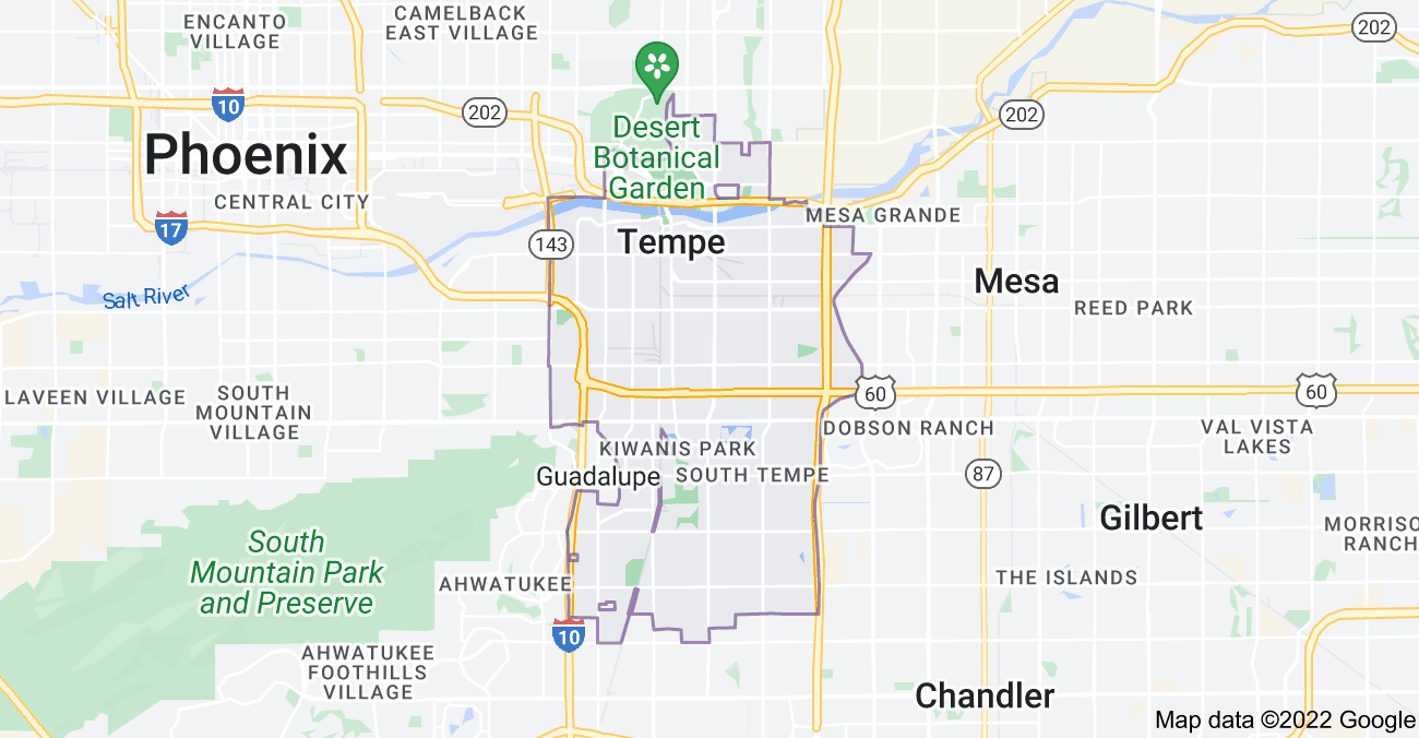Map of Tempe, AZ