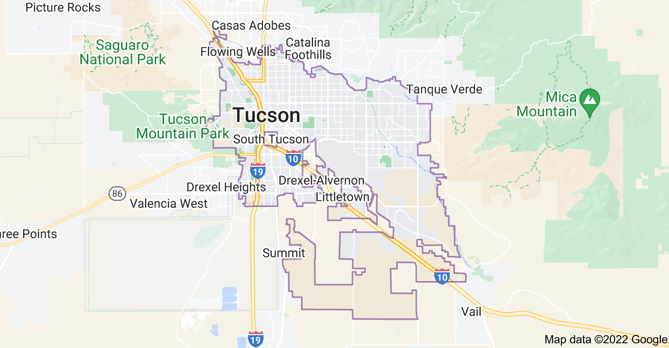 Map of Tucson, AZ
