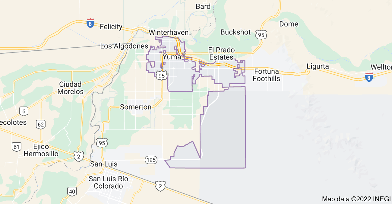 Map of Yuma, AZ