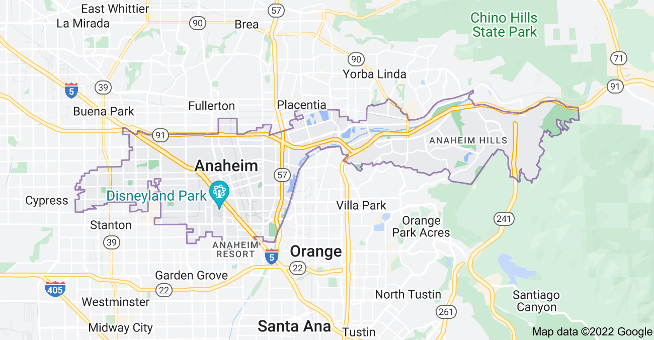 Map of Anaheim, CA