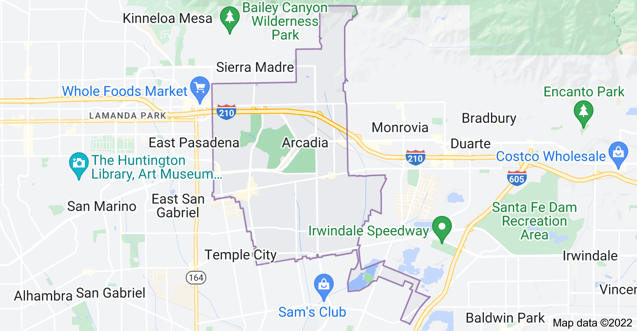 Map of Arcadia, CA