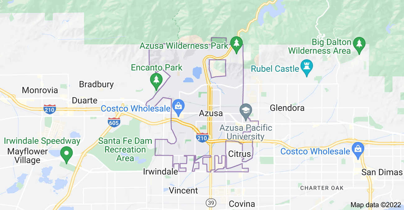 Map of Azusa, CA