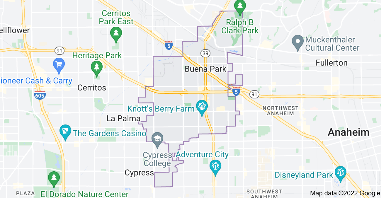 Map of Buena Park, CA