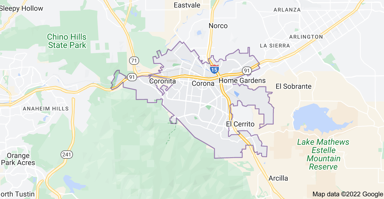 Map of Corona, CA