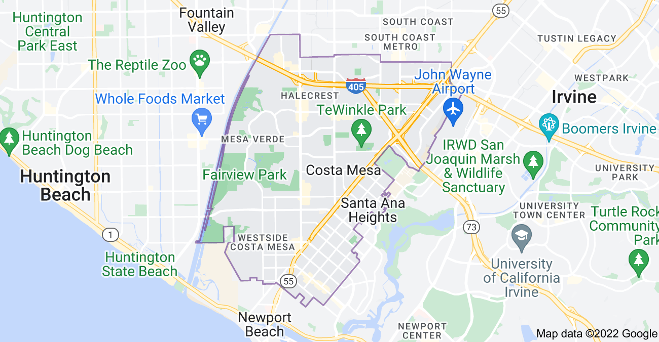 Map of Costa Mesa, CA