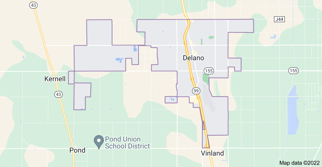 Map of Delano, CA
