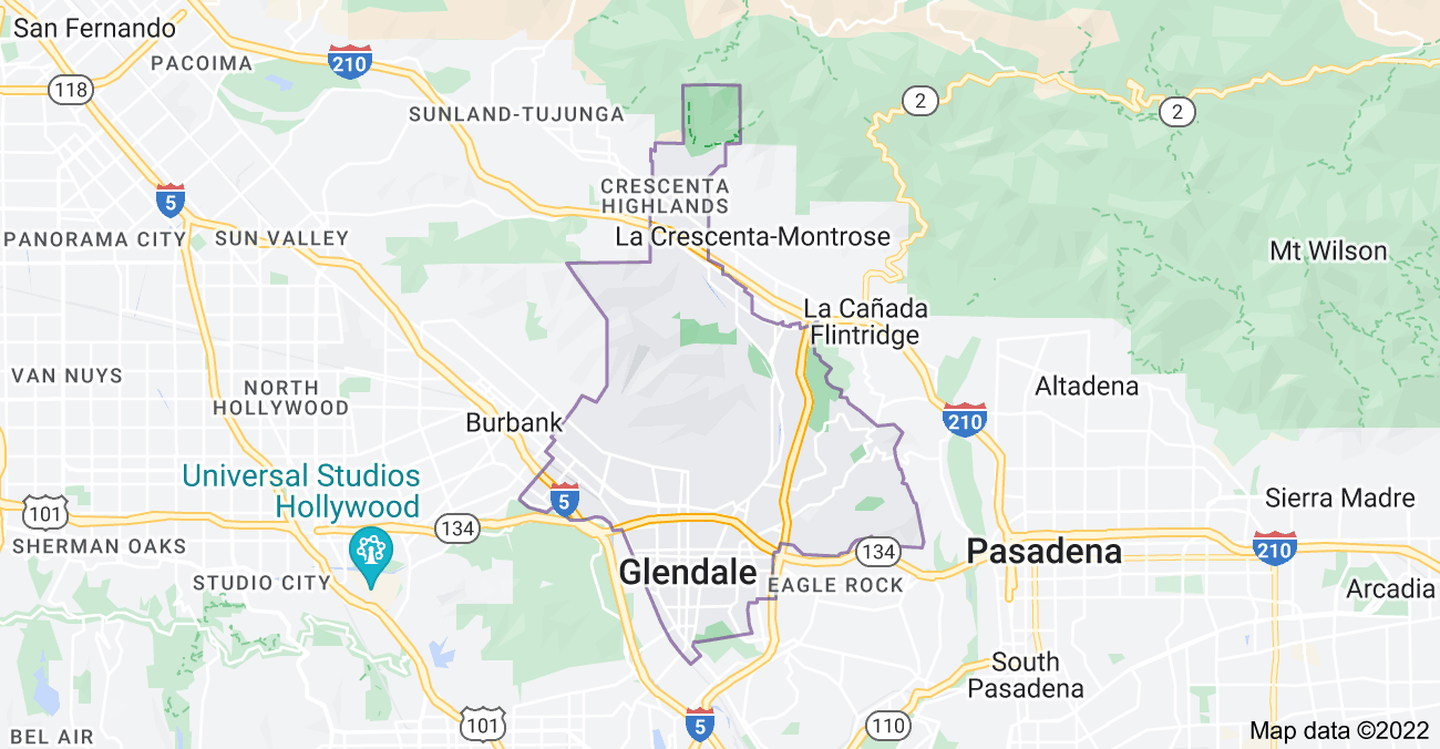 Map of Glendale, CA