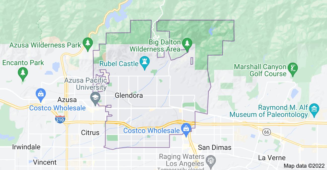 Map of Glendora, CA