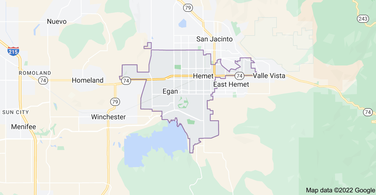 Map of Hemet, CA