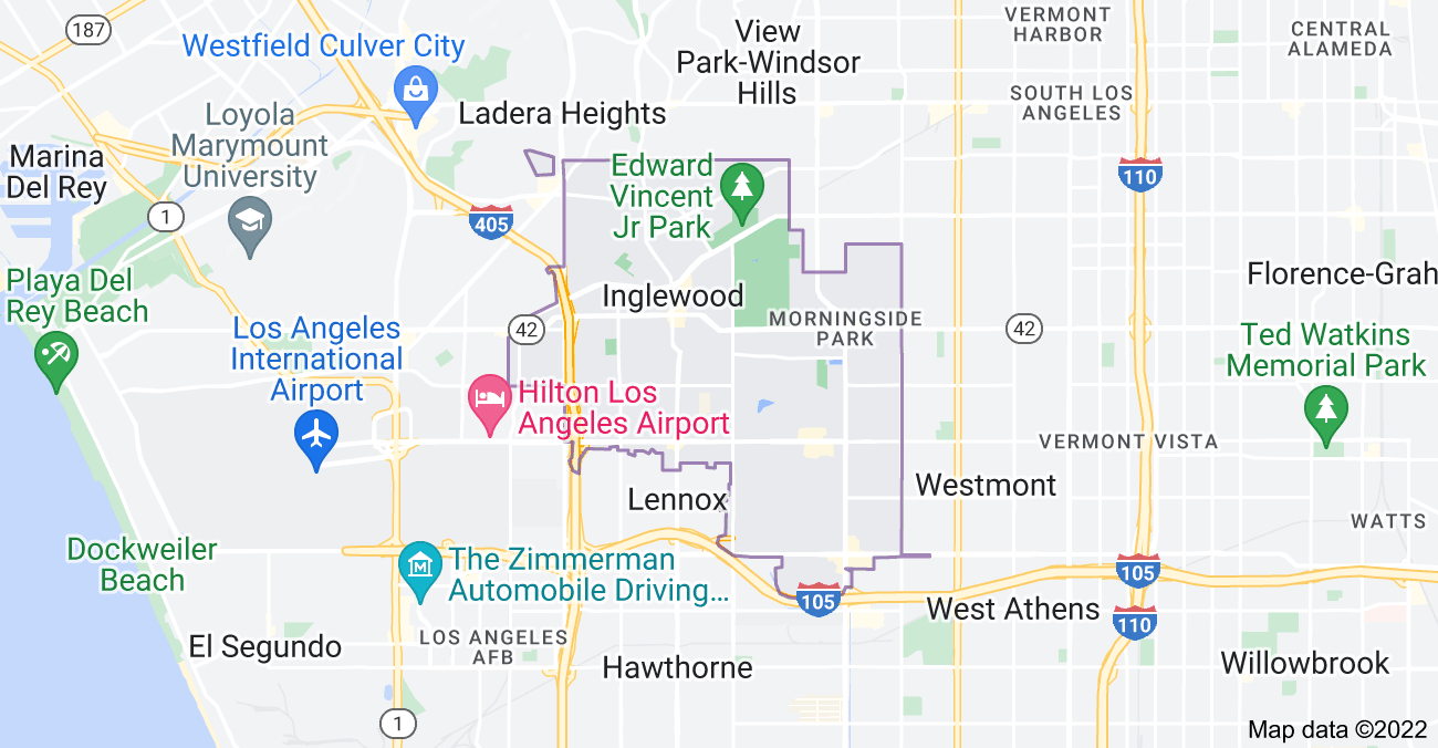 Map of Inglewood, CA