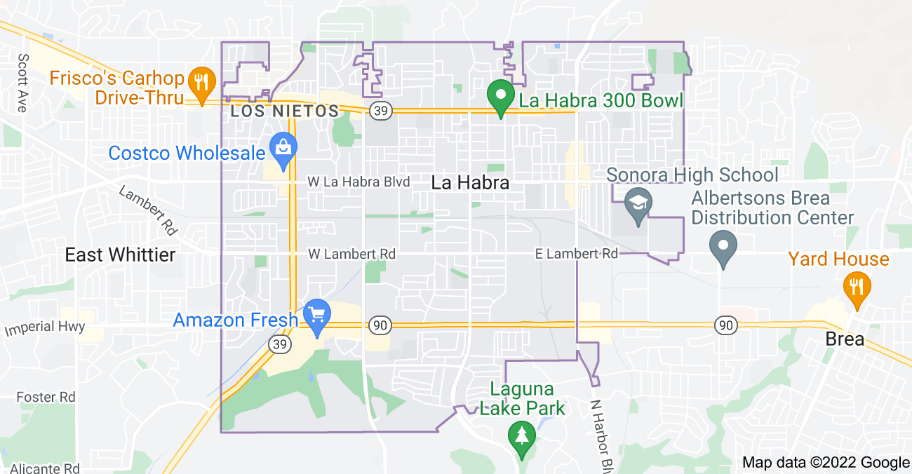 Map of La Habra, CA