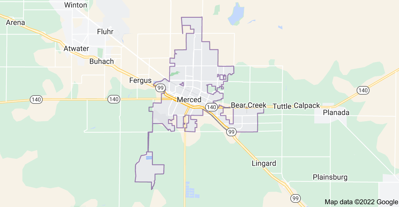 Map of Merced, CA