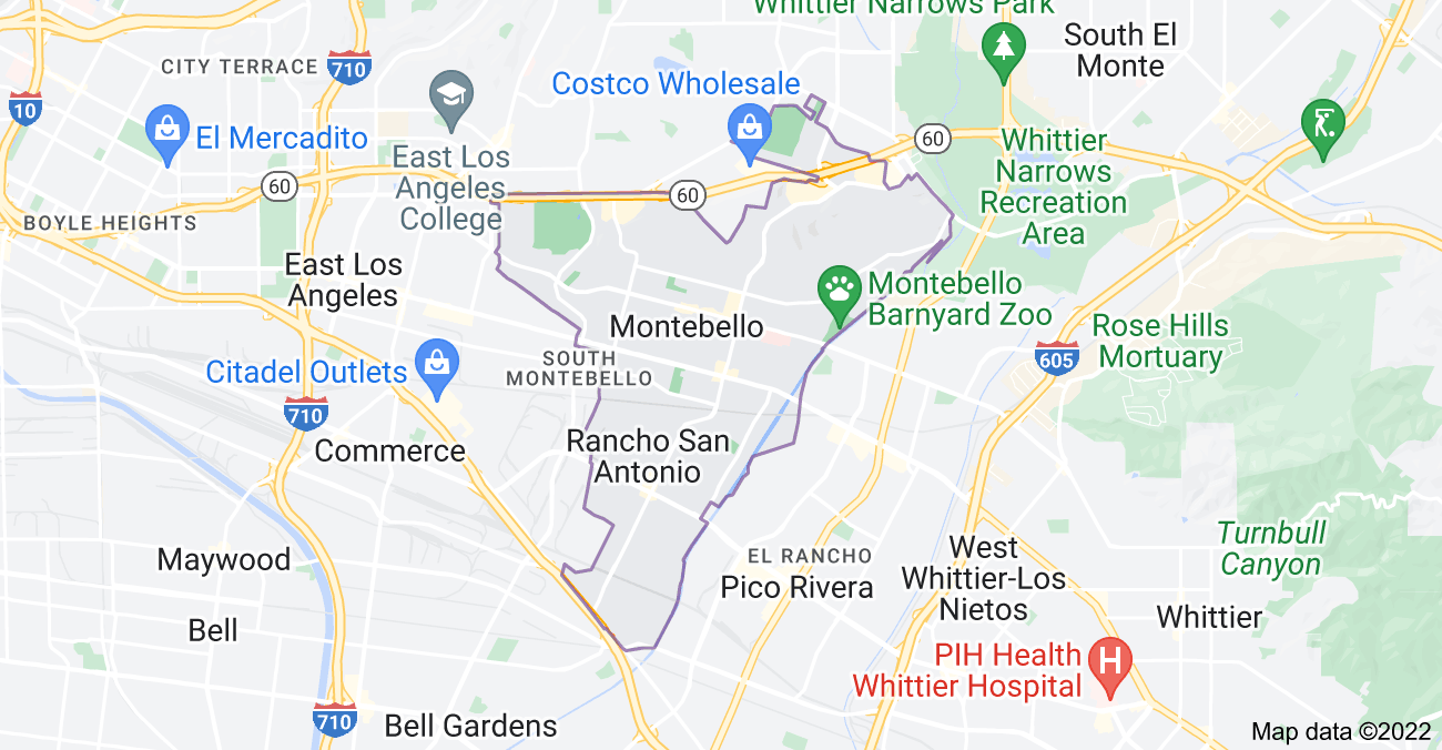 Map of Montebello, CA