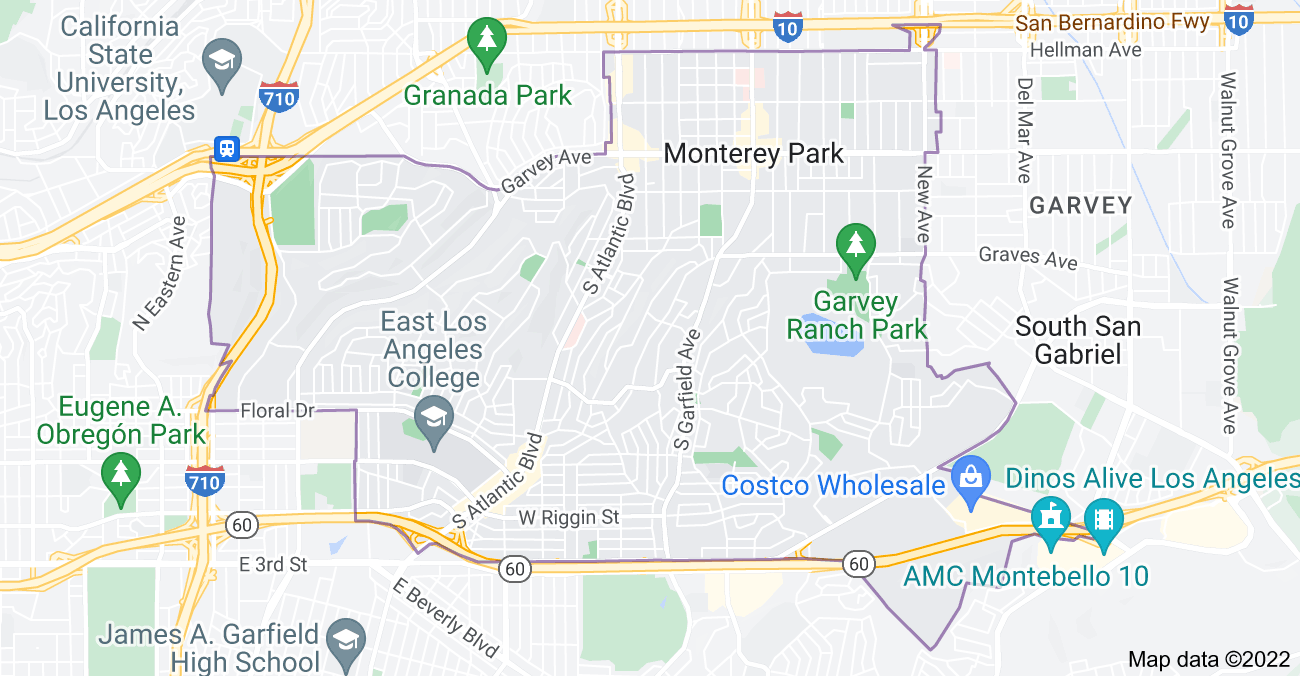 Map of Monterey Park, CA