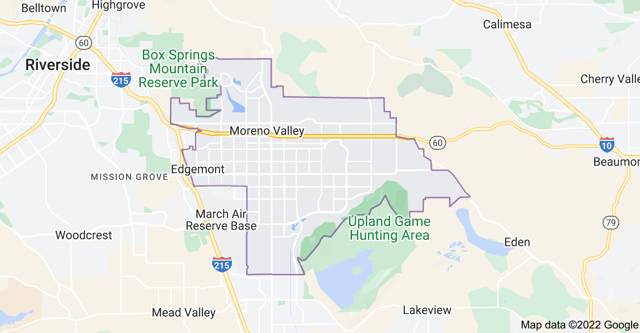 Map of Moreno Valley, CA