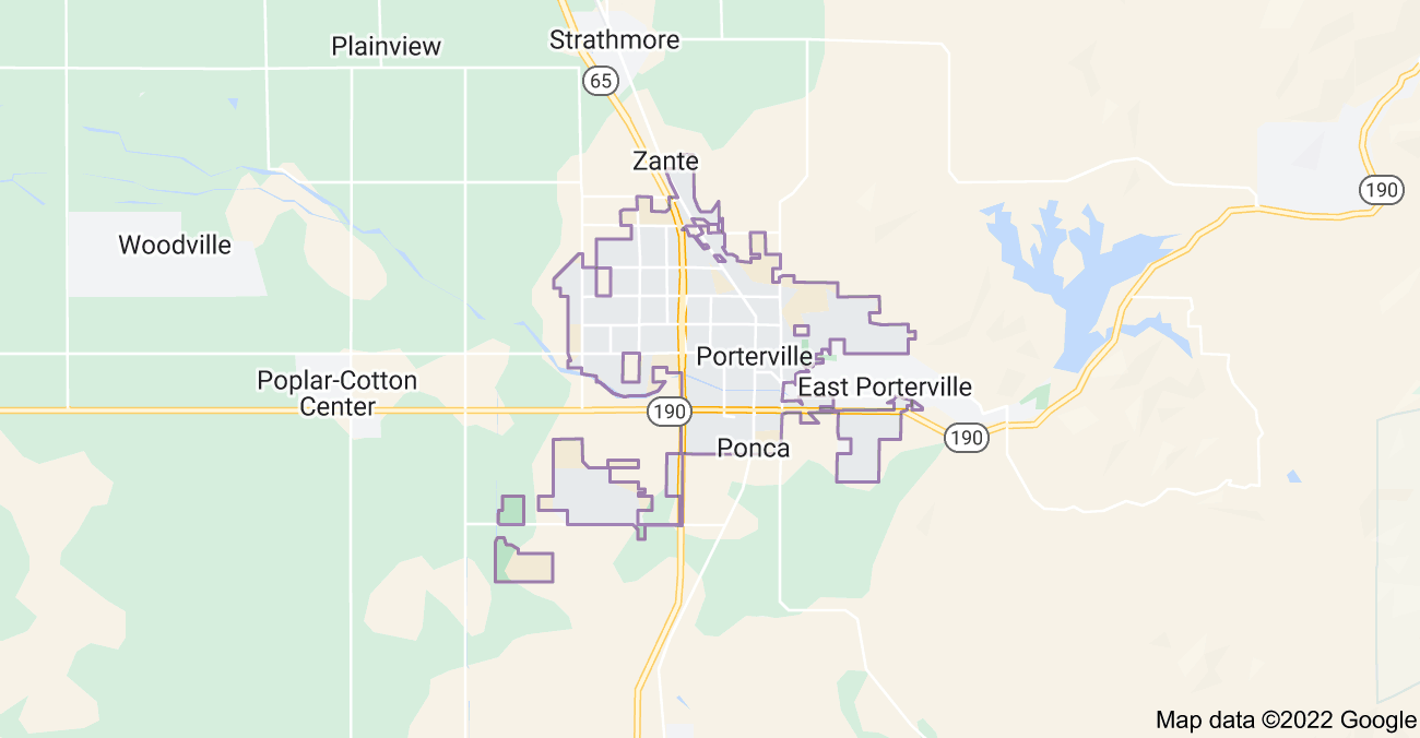 Map of Porterville, CA
