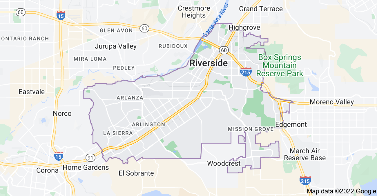 Map of Riverside, CA