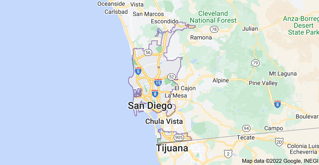 Map of San Diego, CA