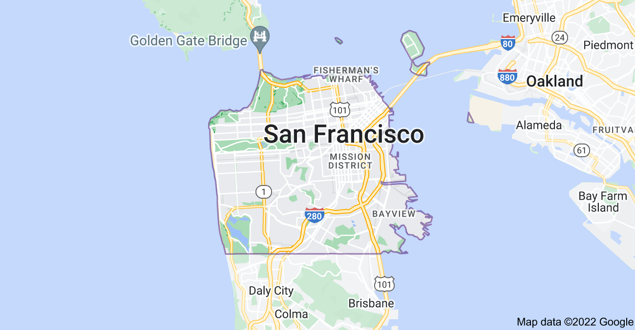 Map of San Francisco, CA