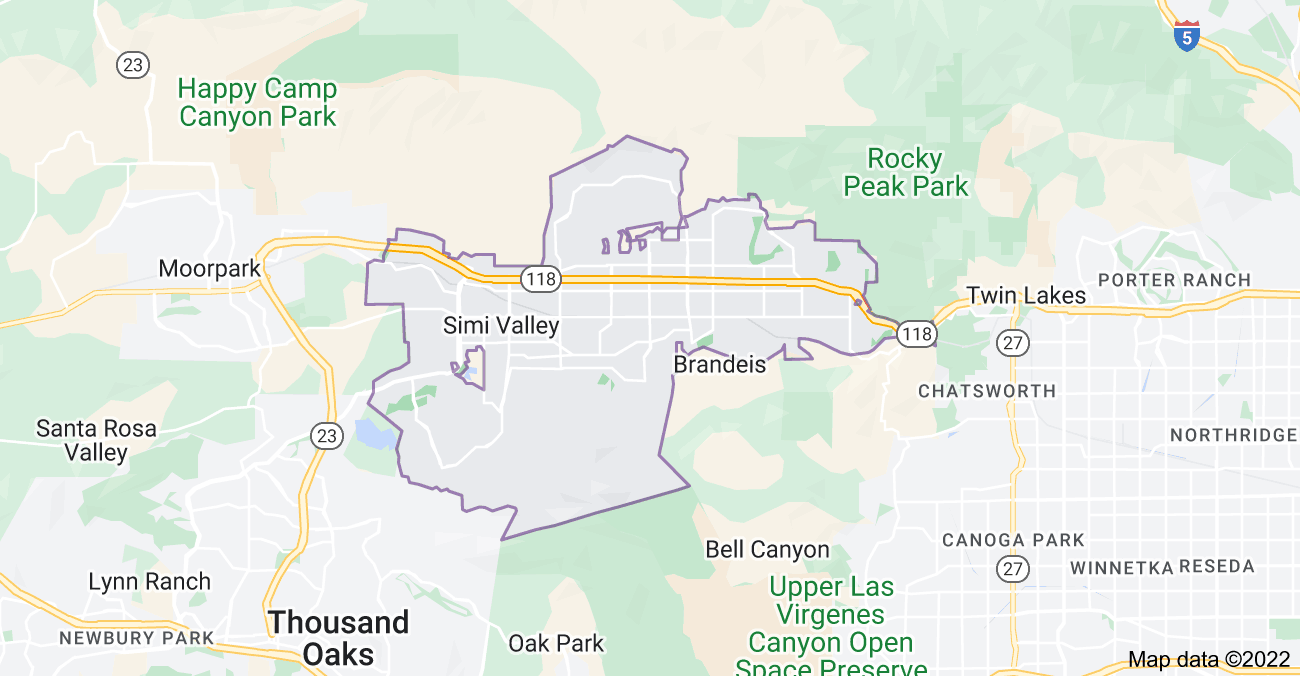 Map of Simi Valley, CA