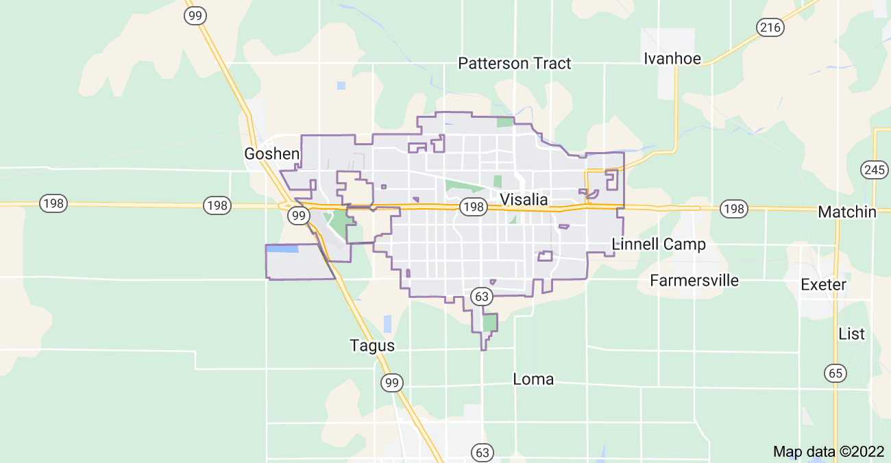 Map of Visalia, CA