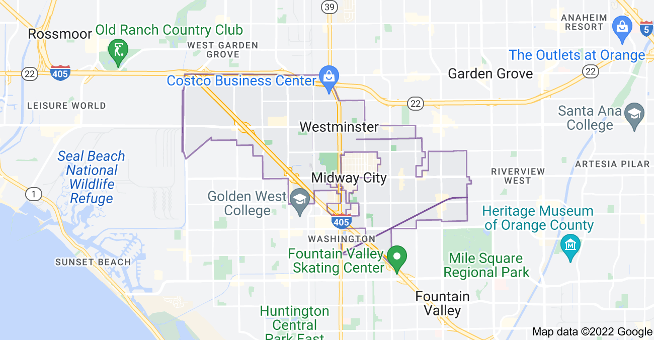 Map of Westminster, CA