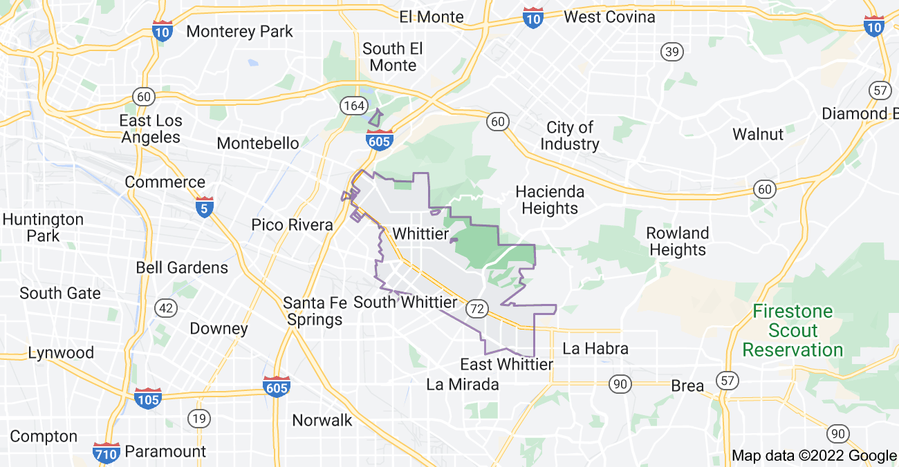Map of Whittier, CA