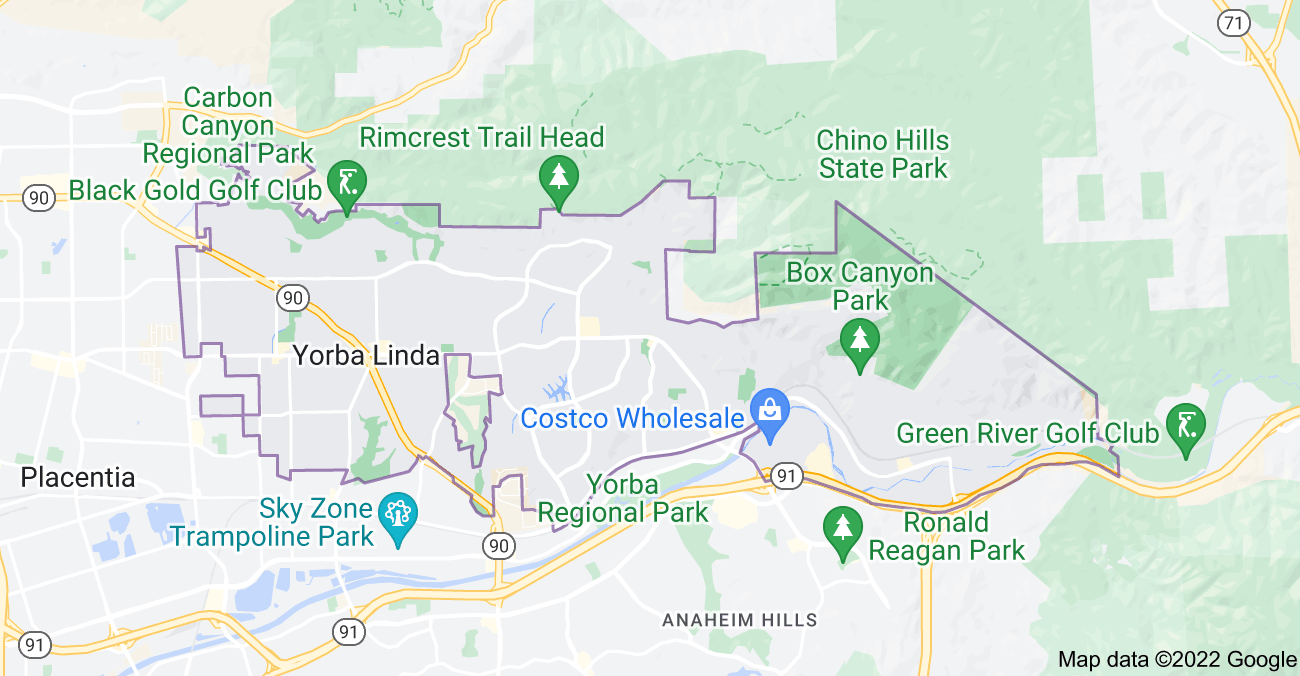 Map of Yorba Linda, CA
