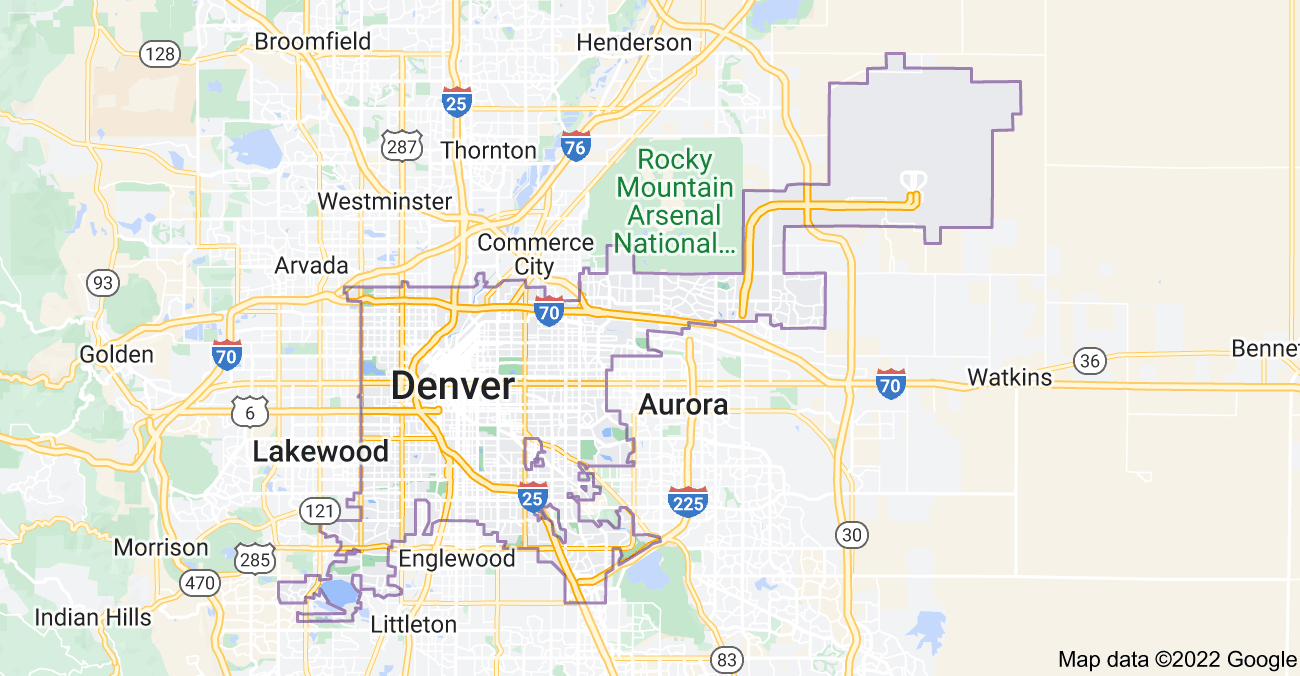 Map of Denver, CO
